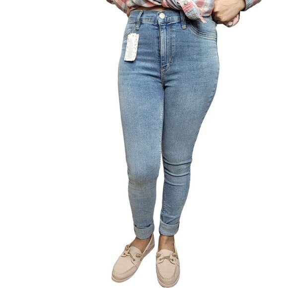 NWT Women's Free People Long & Lean High Waist Denim Jean Sz 27 - Picture 2 of 12